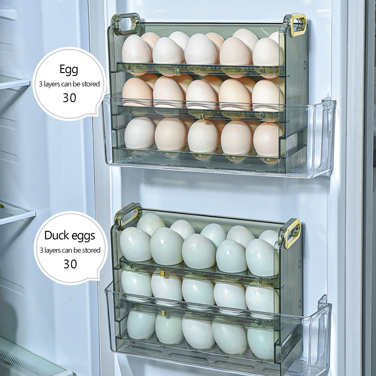 There are many eggs in the fridge