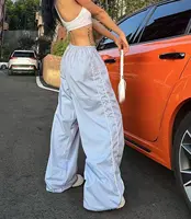 Y2K women vintage Baggy Cargo Pants for Women Drawstring Elastic Low Waist Parachute Pants Sweatpants Loose Hippie Pant Trousers - Image 5