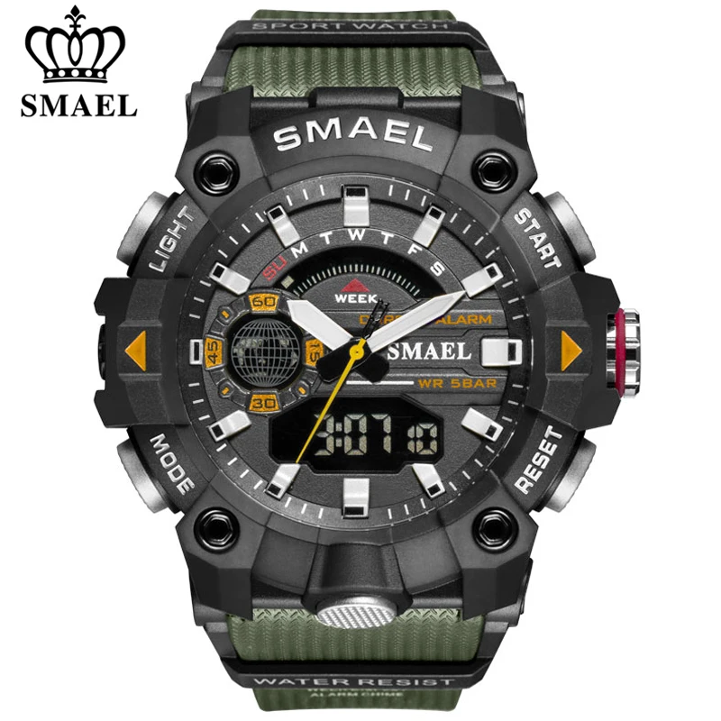 SMAEL Fashion Sports Waterproof Watch Men Top Luxury Brand Military Digital Quartz Wristwatch Mens Dual Display Backlight Clock breathalyzer alcohol tester digital lcd backlight display breath alcohol tester