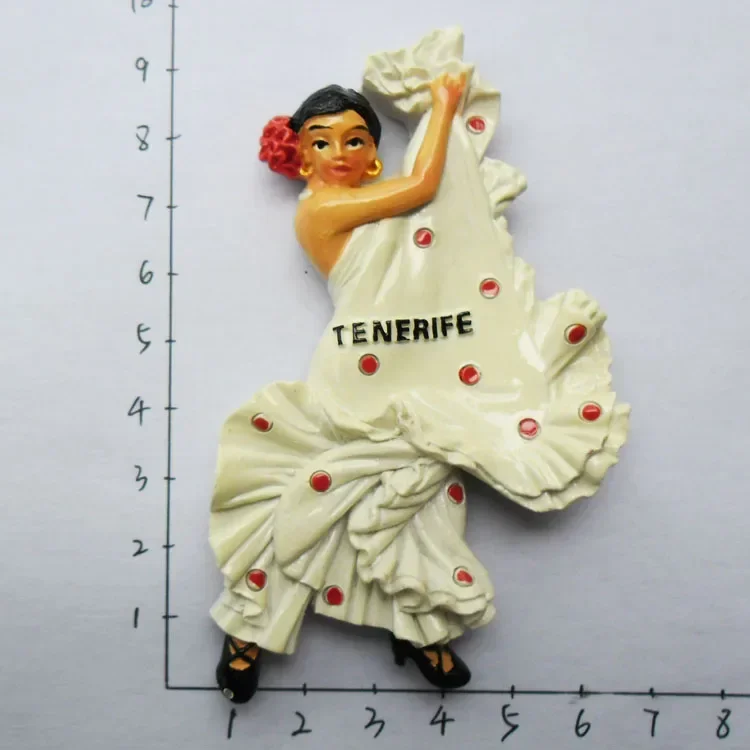 Imán De Nevera 3D Flamenco Dancer De Barcelona - 8x6 Cm, Resina Ecológica, Recuerdo De Viaje