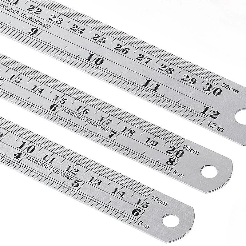 Premium Stainless Steel Ruler Set - Precision Double-Sided Graduation Scale, 5-Piece Collection