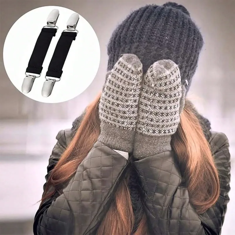 Winter Connected Gloves Clip Elastic Stainless Steel Adult Dress Tie Sweater Cardigan Shawl Clip Convenient and Practical