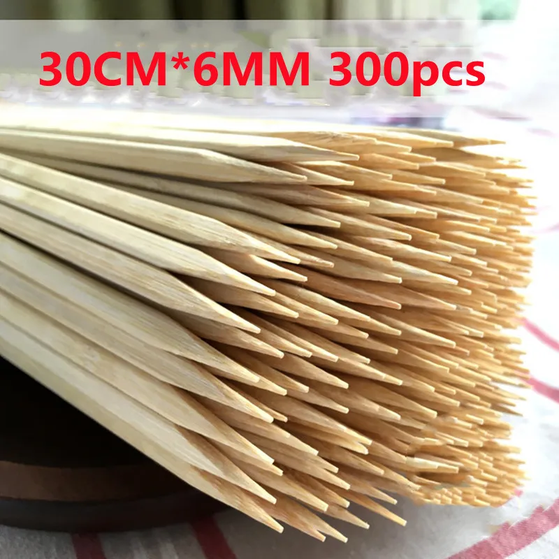 

Natural Bbq Bamboo Wooden BBQ Skewers Food Bamboo Meat Tool Barbecue Party Disposable Long Flat Sticks BBQ Tools 30CM 300Pcs