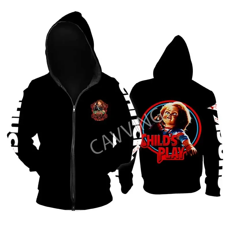 New Fashion Printed   Chucky  Loose Metal Rock  Zipper Hoodies Gothic Top Harajuku Cotton Unisex Clothing  SR2 5