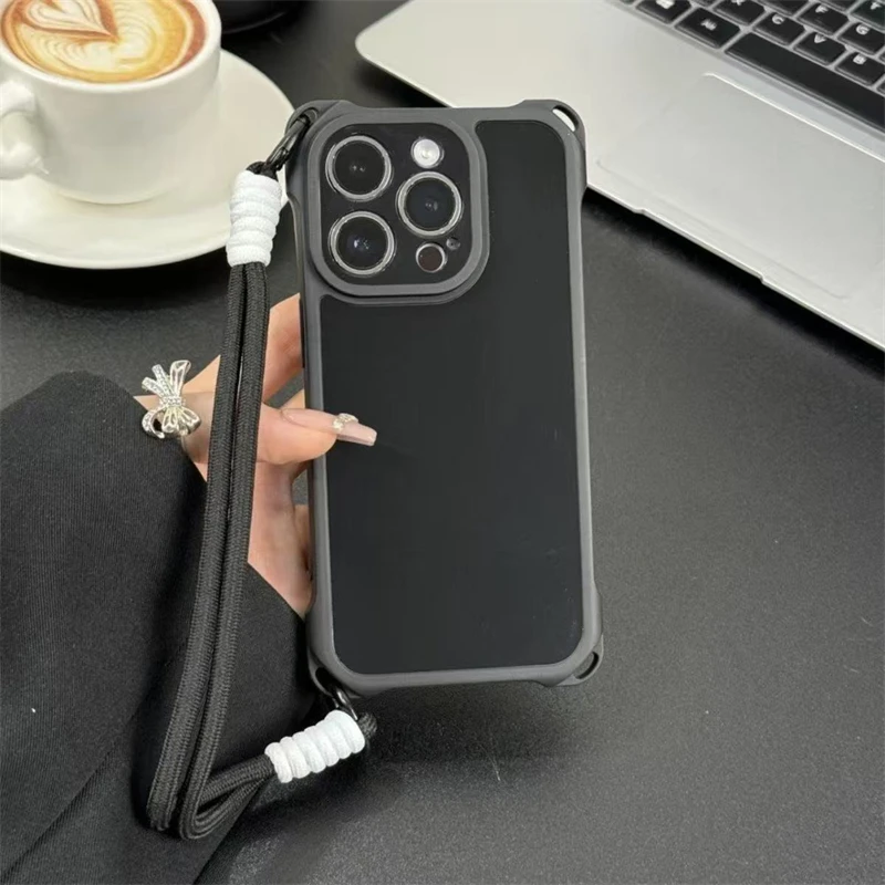 Wrist Strap Shockproof Phone Case with Rope Lanyard - Soft and Durable Cover
