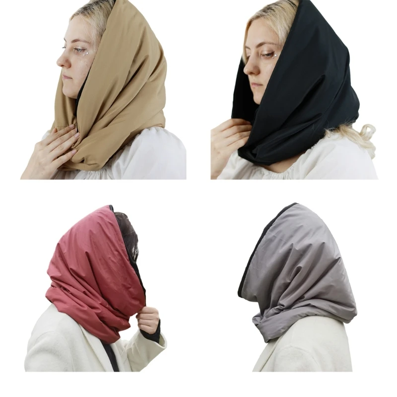 

Puffer Hat for Female Headscarf Hat Warm Headwear Ear Flap Winter Shawl Comfortable Head Protective for Outdoor Activity