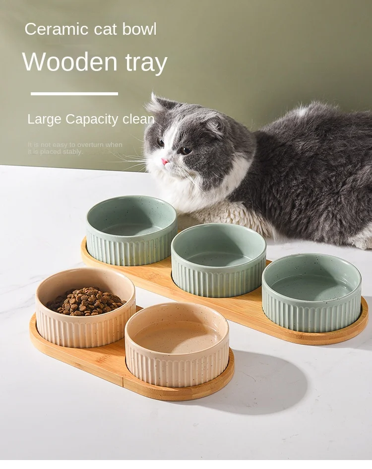 Bowl Double Triple Food Wood Pallet - PeticaDeals