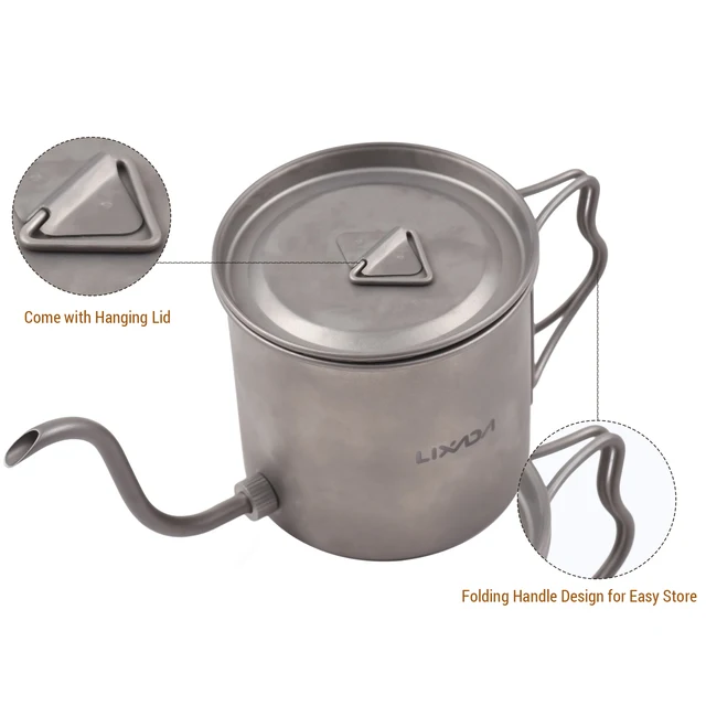 LIXADA 400ml Titanium Gooseneck Coffee Kettle – Mini Pour Over Camping Pot for Tea & Travel 4