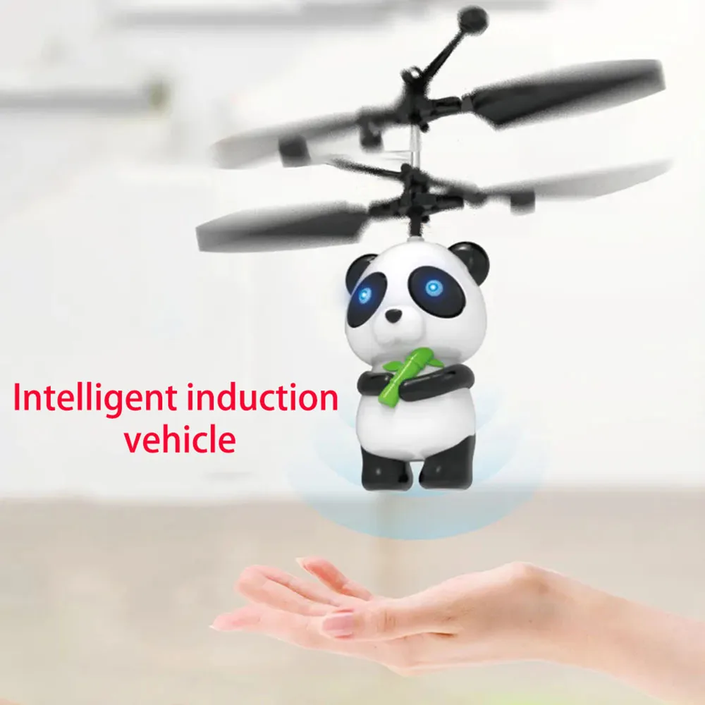 Teenager Electric Flying Helicopter Toys Cartoon Panda Drone Gesture Sensing Suspended Induction Aircraft Christmas Gifts Boys 2