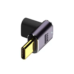 8K 60Hz High-Speed USB-C Charger Connector Adapter, 240W Power Delivery, U-Shape Straight Angle Design (Female Male 90)