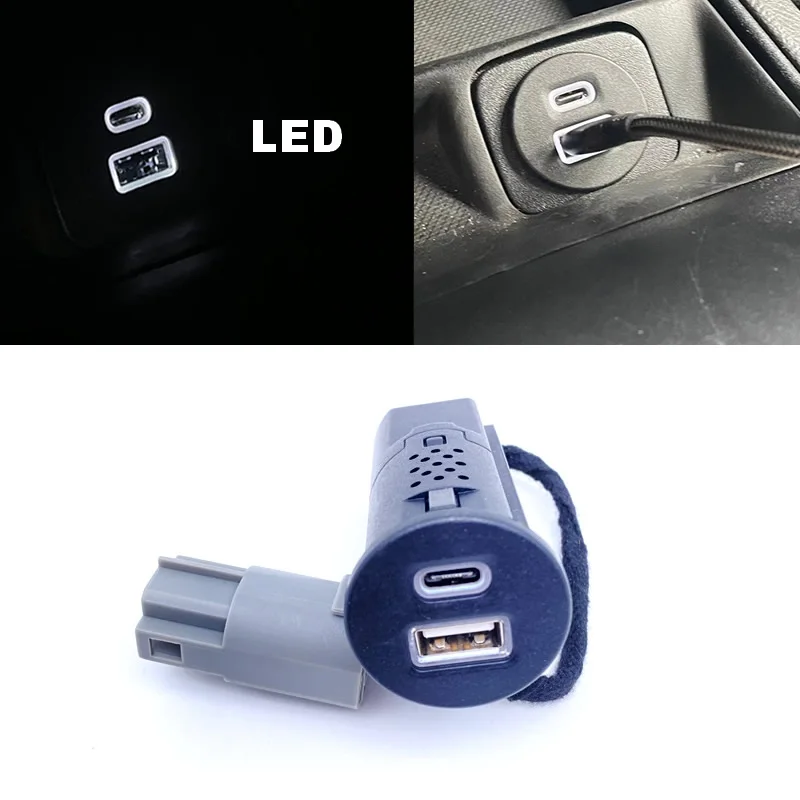 

original For Ford Focus ESCAPE SE SUV LED Type-C+USB Dual Media HUB Box Module LED USB charger OEM:LU5T-19J211-AA