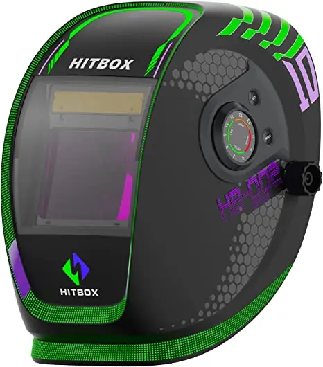 Hitbox Casco Per Saldatura Auto Oscurante-3.94 "X3.66" Grande Cappuccio Di Visualizzazione Vero Colore Energia Solare Per Ti