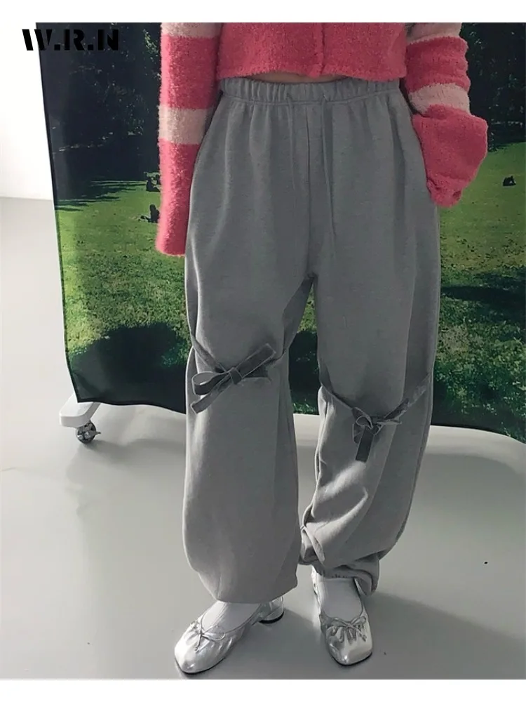 

Женские однотонные спортивные брюки с широкими штанинами и эластичным поясом, лето 2024, повседневные мешковатые уличные штаны на шнуровке, повседневные джоггеры
