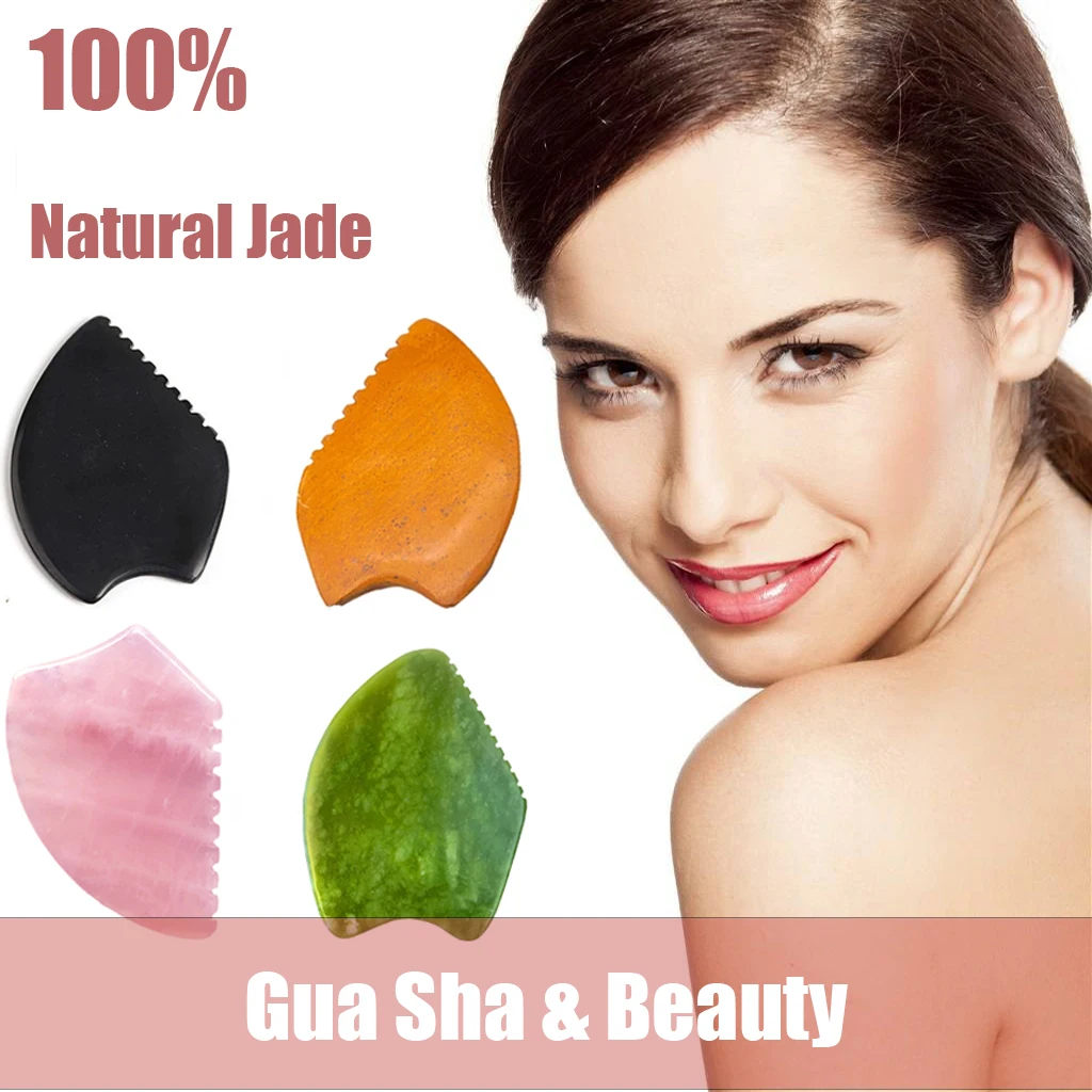 Rose Quartz Gua Sha Stones For Face Massage Facial Oil Beauty Gouache Jade Skincare Scraping