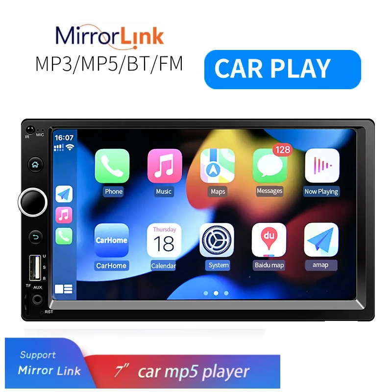 

Car Stereo Radio 2 DIN 7 Inch Stereo receiver USB TF FM AUX Touch Screen MP5 Player with Parking Camera Bluetooth Mirror Link