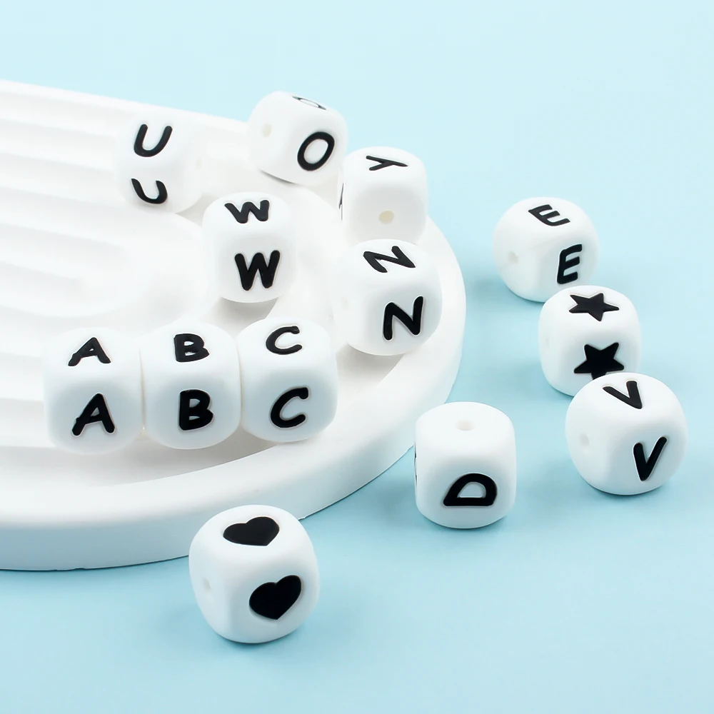 

1000pcs Letters Silicone Beads English Alphabet Focal Beads DIY Rattle Keychain Bracelet Toy Accessories For Jewelry Making