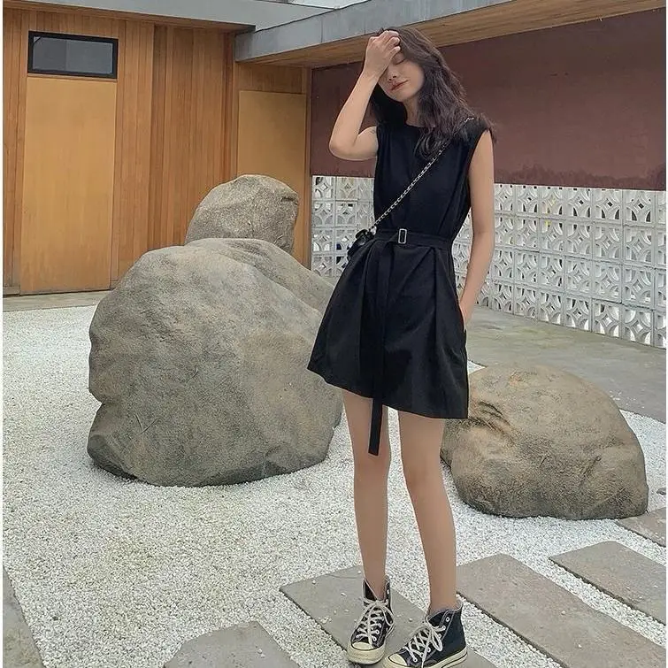 New Fashion Women Chic Roupas Femininas 2024 Women Summer Y2k High Waist Wide Leg Jumpsuit Overalls Shorts Gray Black Bodysuit