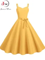 Spaghetti Strap Sexy Backless Party Dress Women Summer 50s Vintage Elegant High Waist Midi Dress