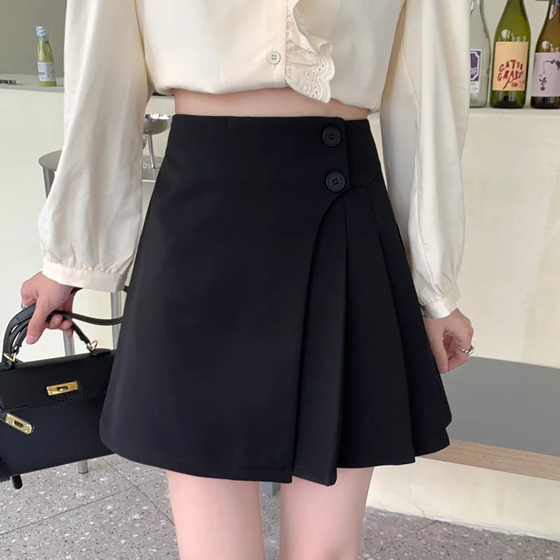 pink skirt High Waist Mini Skirts Women New 2022 Korean Style Streetwear All-match Solid Color Ladies A-line Short Pleated Skirt skater skirt