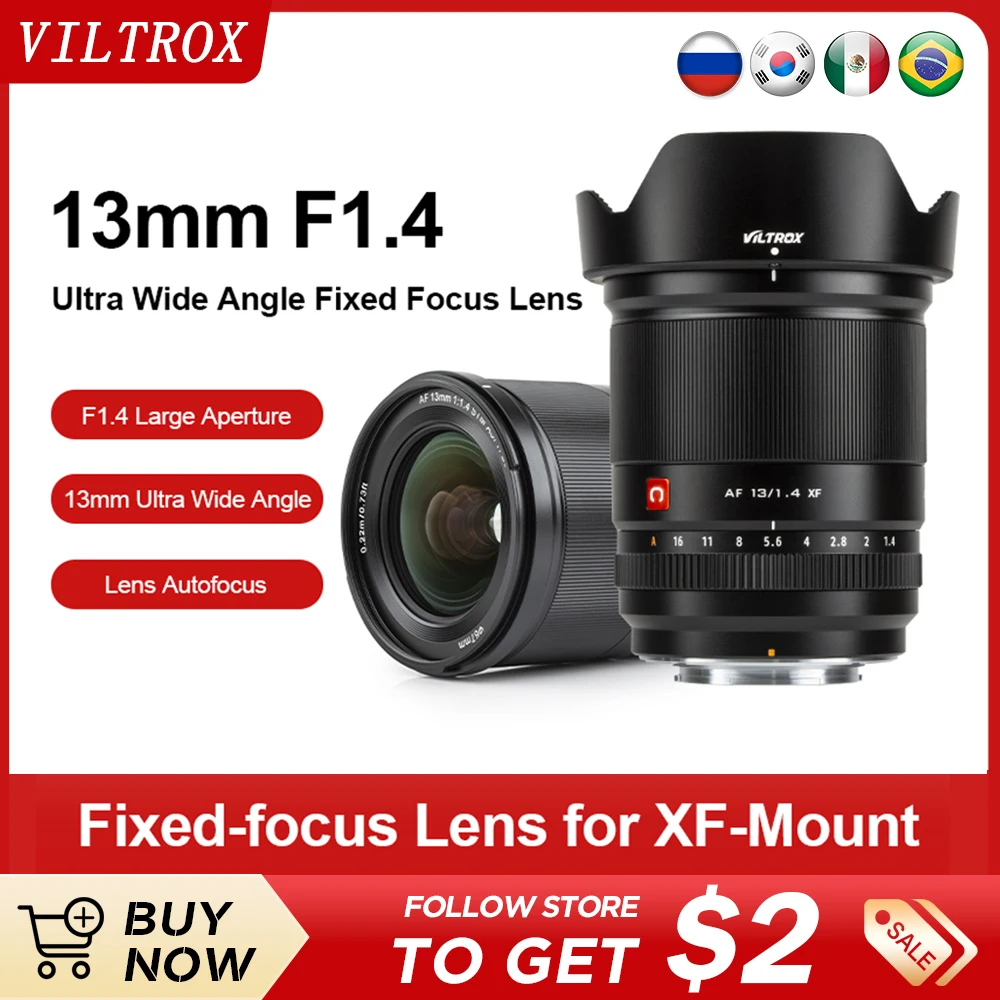 Viltrox 13Mm F1.4 Xf Lens Af Aps-C Obiettivo Ultra Grandangolare Per Fotocamere Fuji Fujifilm X Mount Xt30 Ii Xt4 Xt3 Xpro3 Xpro2 Xh1 Xt2