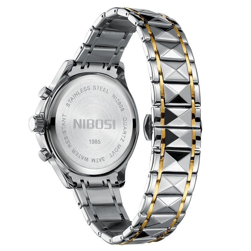 NIBOSI Brand Luxury Chronograph Watch for Men Stainless Steel Waterproof Luminous Date Quartz Watches Mens Relogio Masculino