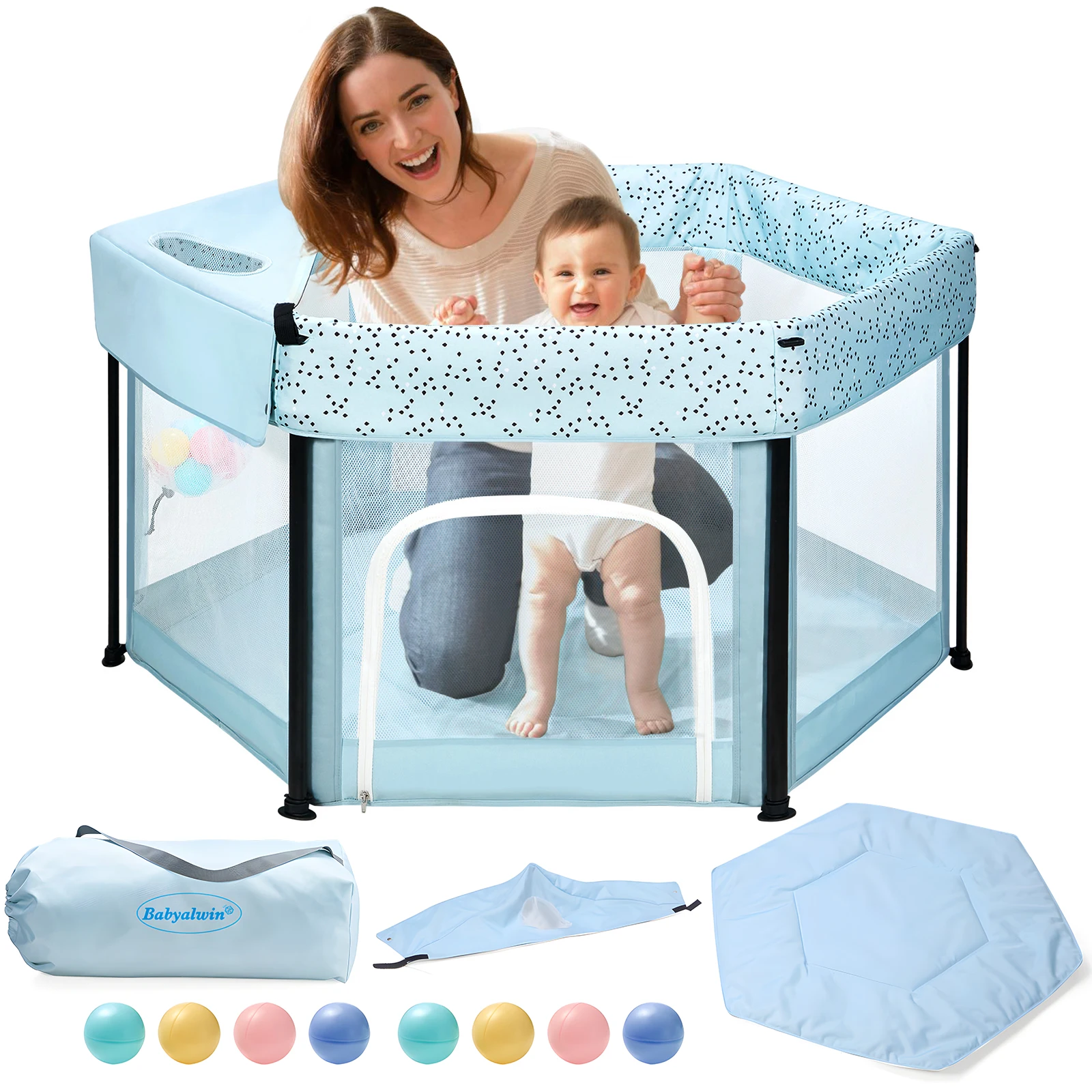 Safety New Design baby safety indoor steel guard foldable playpen with mat corral for babies fence furniture baby playpen