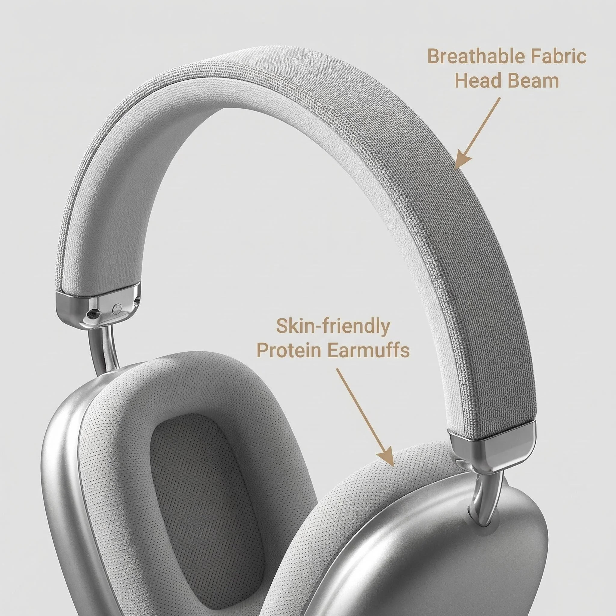 Cuffie Over-Ear con Fascia in Tessuto, Wireless Stereo HiFi, Asta Metallica Regolabile, per Musica all'Aperto, con Cancellazione del Rumore