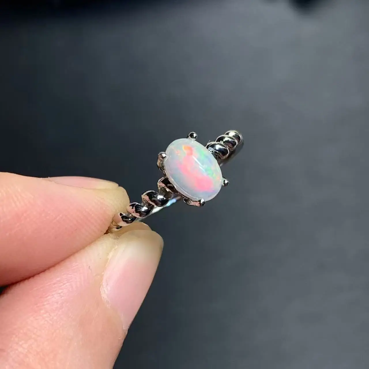 Authentic SMALL Natural Opal Ring Adjustable Female Ring Jewelry for Women Gift Wholesale High Quality Vintage Fine