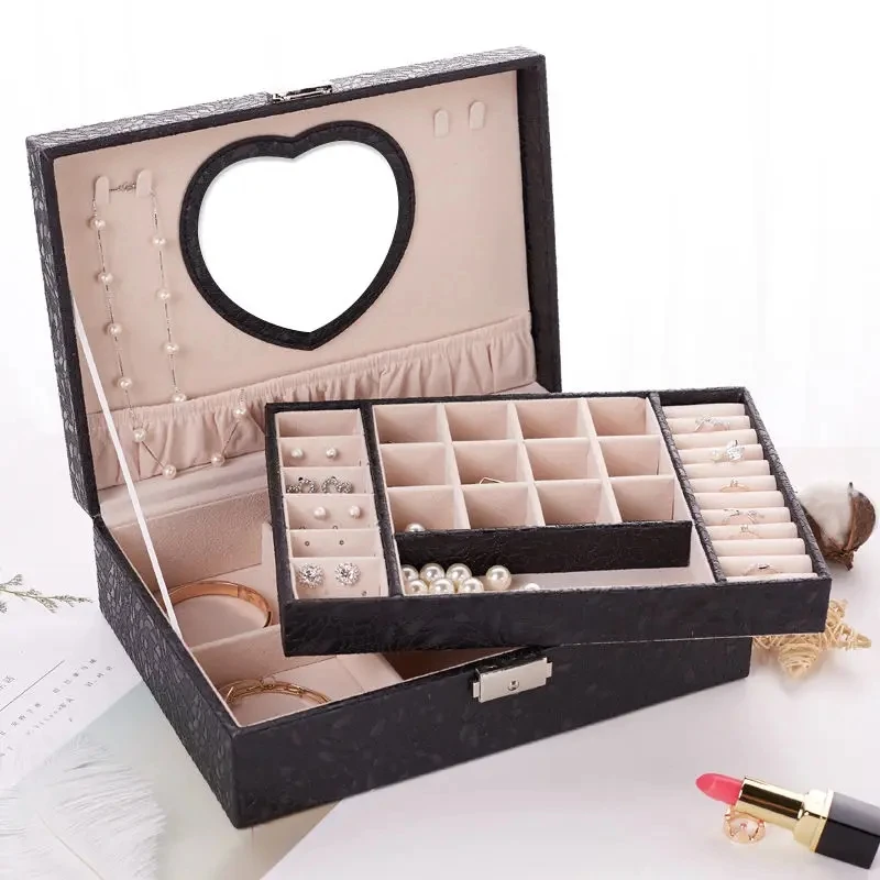 

26x18.5x8CM Leather Jewelry Storage Box Big-capacity Ring Earrings Organizer Case Household Rectangle Dust-proof Jewelry Box