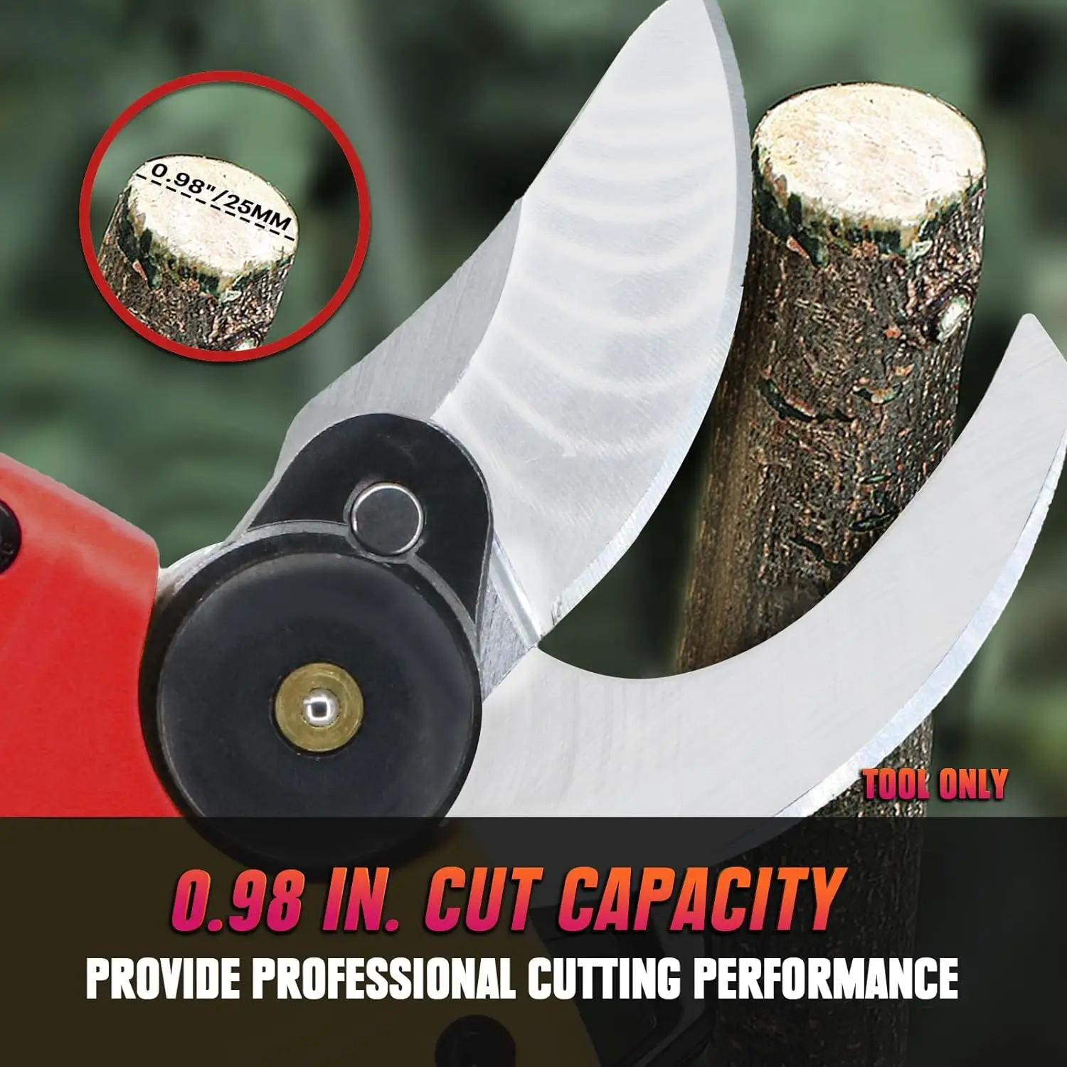 Electric Pruning Shears Compatible with Milwaukee 18V Battery,25mm (0.98 Inch)Cutting Diameter for Gardening Tree Branch(tool on 4