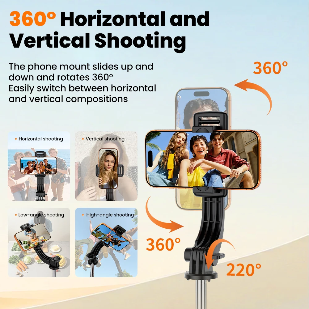 Versatile Selfie Stick with Light & Portable 360° Tripod