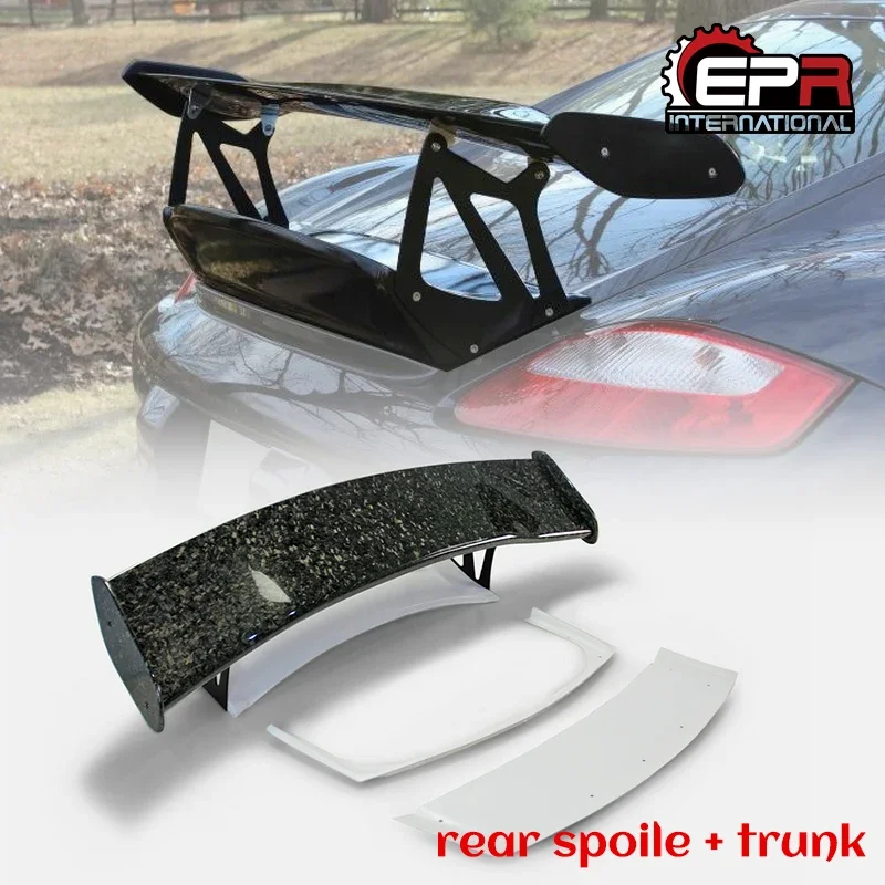 Forge In Fibra Di Carbonio Posteriore Tronco Ala Labbro Per Porsche Cayman 987 Rs Tipo Pcf Lama E Tappo Terminale Gt Spoiler Aero Trim 8 Pezzi Body Ki