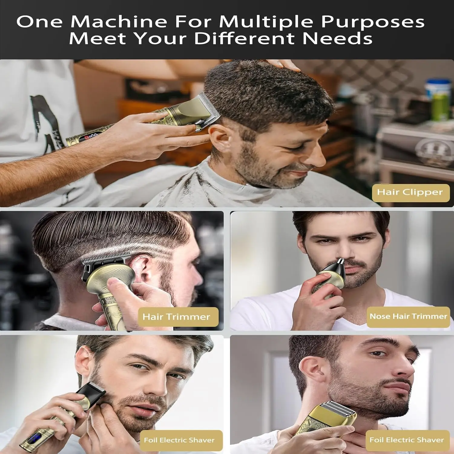 Hair Clippers for Men 3 in 1 Hair Trimmer Beard Trimmer Electric Shavers Razor for Men, Cordless Beard Nose