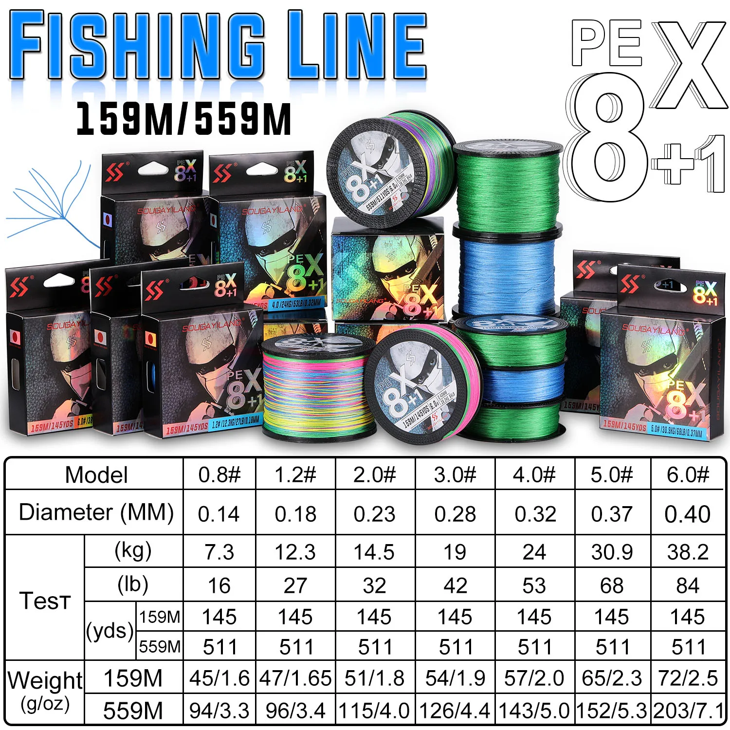 Sougayilang 1000M Super Strong Nylon Fishing Line High Quality