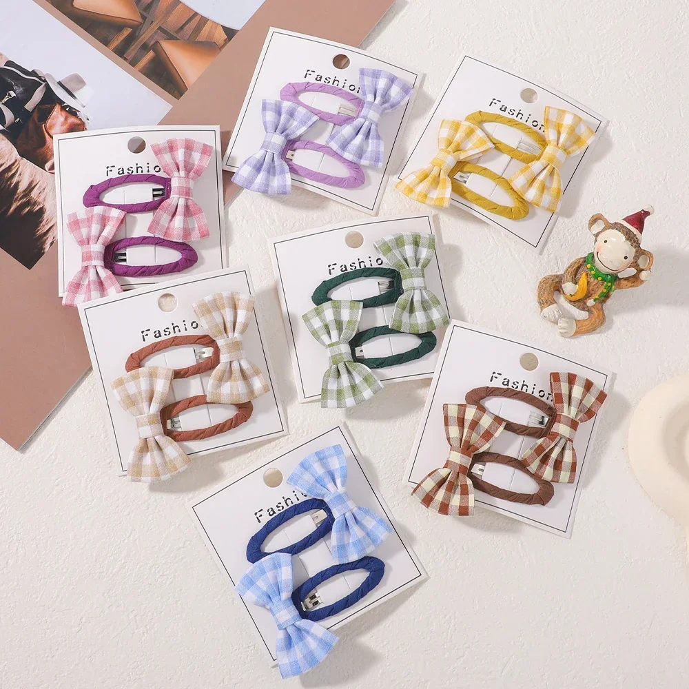 2 Teile/satz Nette Mini Plaid Haar Bögen Clips für Baby Mädchen 2025 Korea Süße Bowknot Haarnadel Barrettes Headwear Haar Zubehör