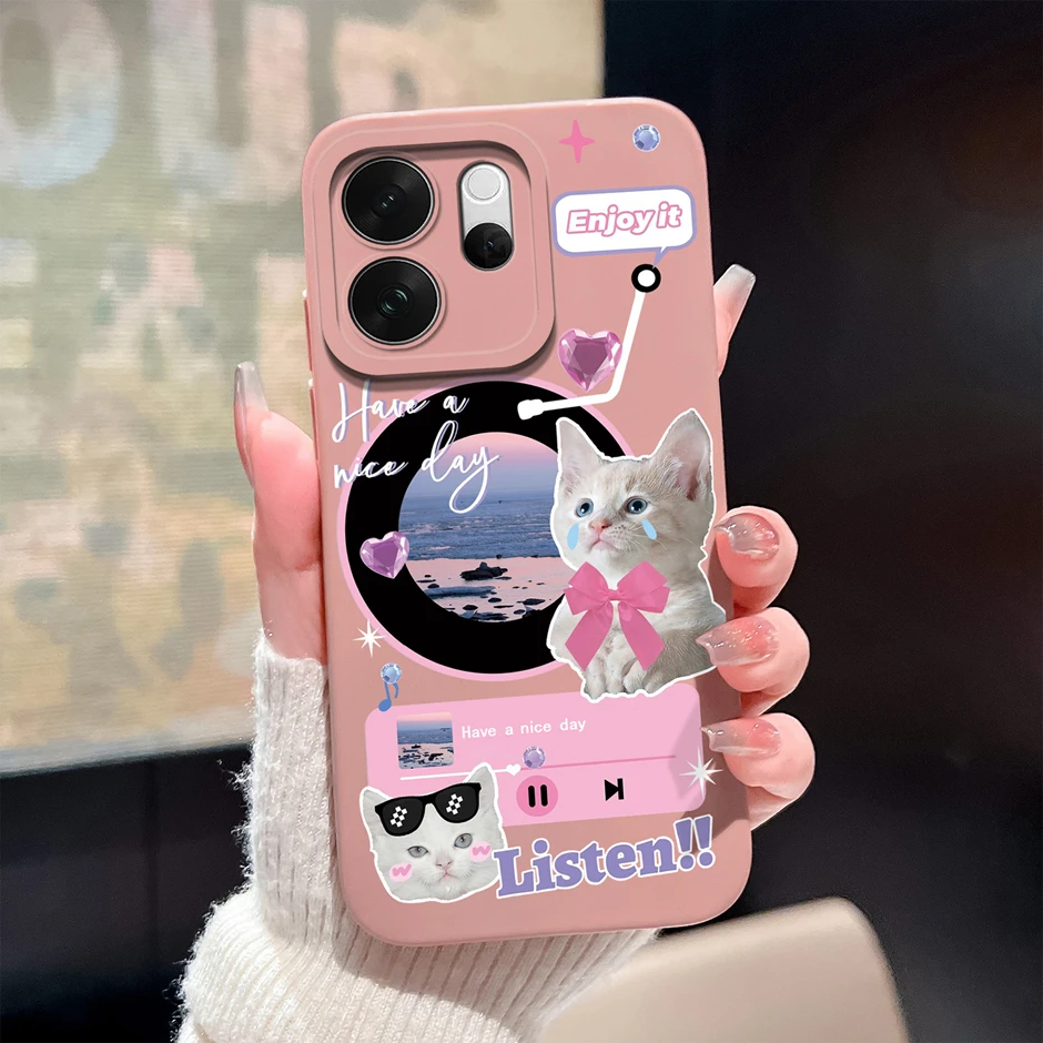 Brilliant Flower Kitten Anti-Drop Liquid Silicone Case