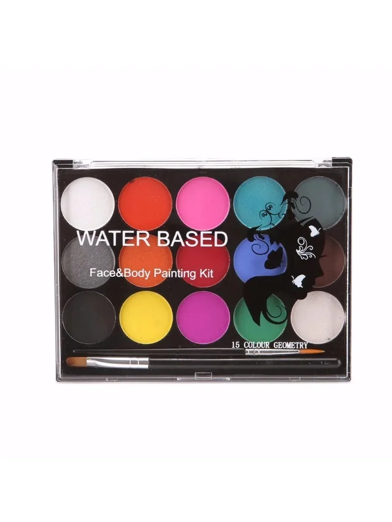 15Colors Face Painting Kit Body Makeup Non Toxic Water Paint Oil with Brush for Christmas Halloween Fancy Carnival Vibrant Party body face paint,face body paint