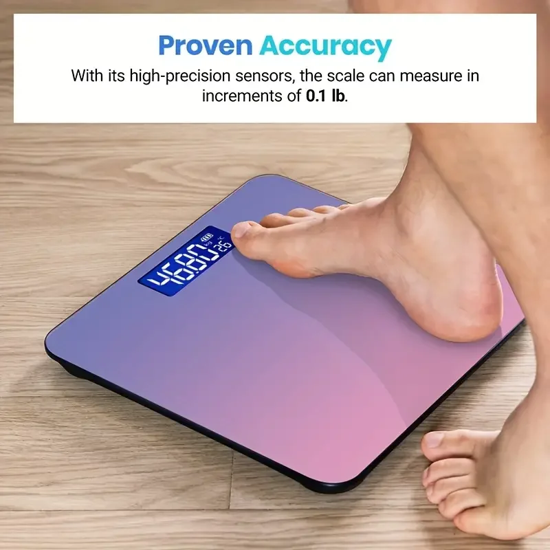 Digital Scale 1pc Digital Bathroom Scale with Temperature LCD Display Round Corner Design
