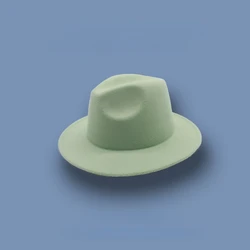 Women's Autumn & Winter Felt Fedora - Wide Brim Retro Hat - 56 - 58cm (Green)