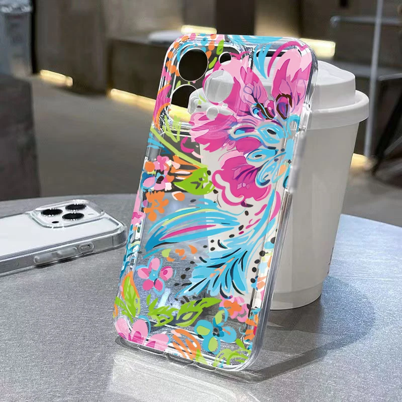 Bunte Blumen-Handyhülle für iPhone 18 17 16 15 Pro Max 14 13 12 11 XS MAX X XR 7 8 Plus 16E Air Transparente Stoßfänger-Abdeckung – Detail 9
