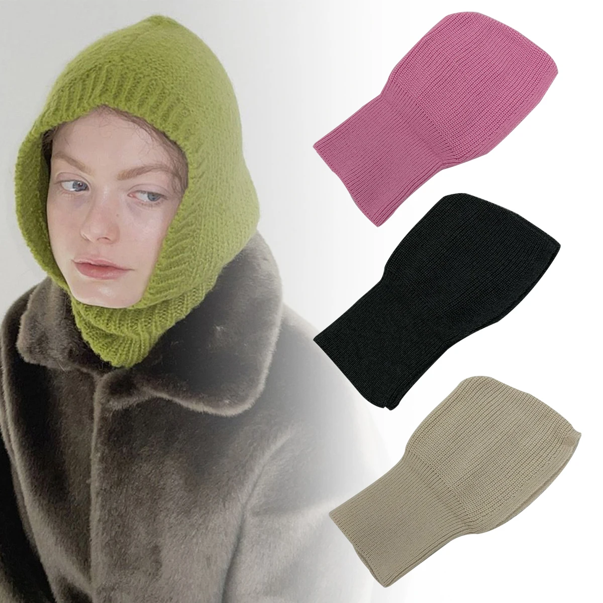 

Knitted Woolen Hat Scarf All-in-One Winter Versatile Autumn and Winter Warm Neck Protector Neck Sleeve Hat