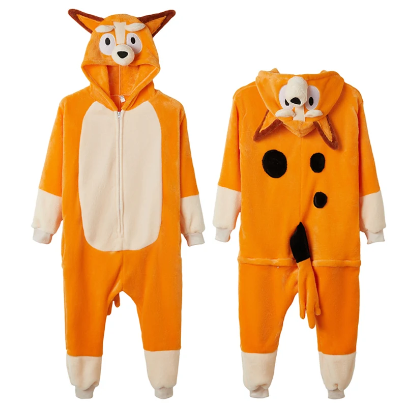 Kids Animal Costume Pajamas Anime Blue Dog Bingo Cosplay Jumpsuit Birthday Present Cow Bee Onesies Flannel Sleepwear
