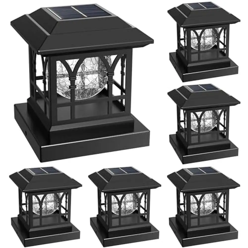 Crackle Glass Solar Post Lights 20 Lumens Warm White RGB Auto Cycling 2 Modes 3.6x3.6 4x4 Durable ABS Exquisite Design Memory