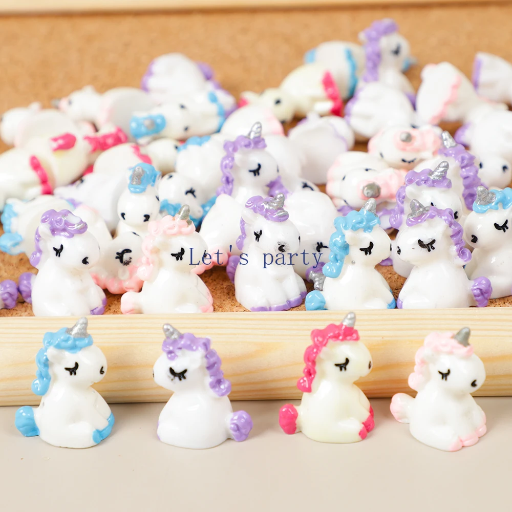 Set of 12 Colorful 3D Resin Unicorn Figurines for Miniature Terrariums and Garden Decor