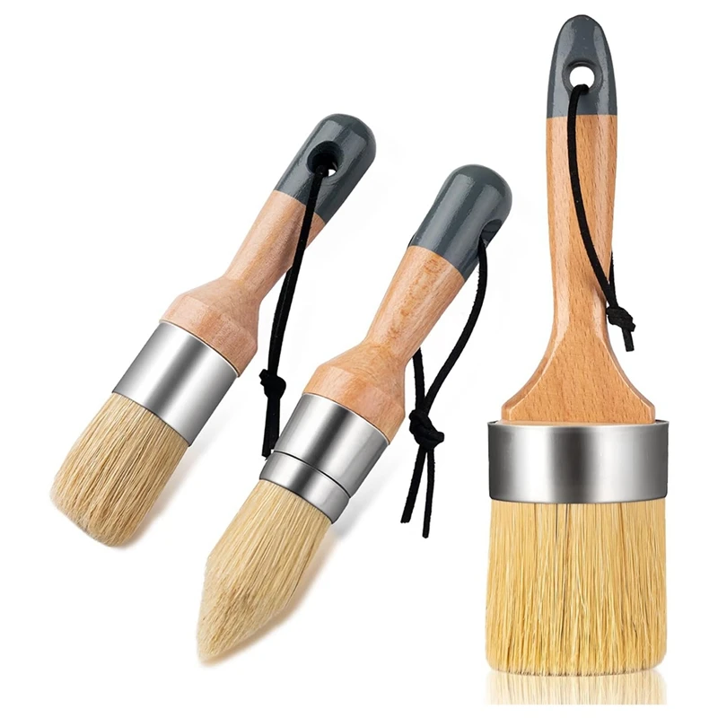 

Set Of 4 Chalk And Wax Paint Brush Paint Brush And Small Paint Brush For Chalk Paint, Furniture Paint, Acrylic Paint