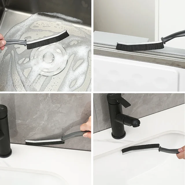 Spazzola per la pulizia per cucitura fine Angoli Scanalatura Strumenti per la pulizia delle finestre Cucina Bagno Piastrelle Spazzola per giunti Spazzola per WC in microfibra 5