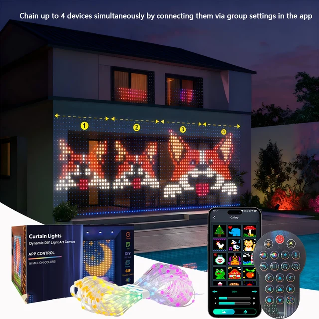 1/2PCS Smart RGB Curtain Lights LED String Lights APP Control Music Sync Timer Waterproof for Home Party Garden Holiday Decor