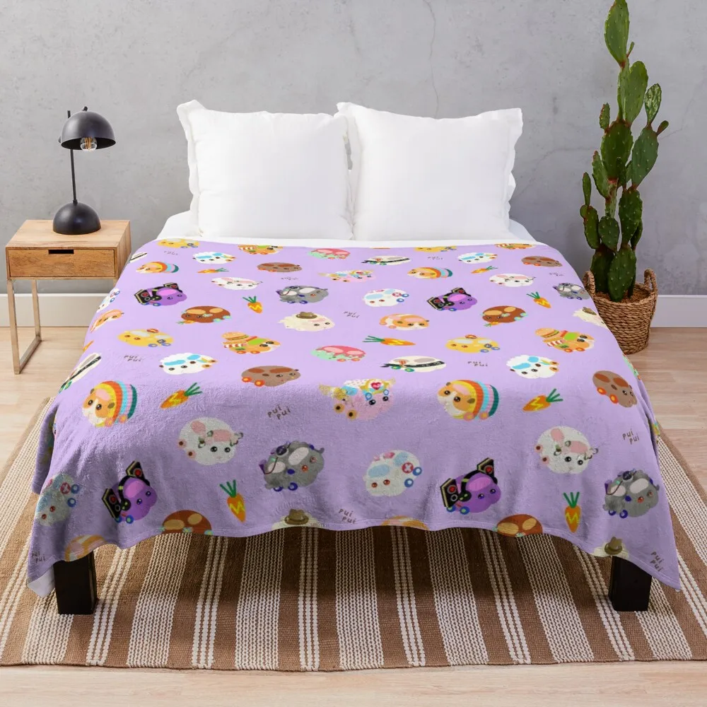 

Pui Pui Molcar Assorted Characters Toss Design - Purple Throw Blanket Luxury Thicken Blanket