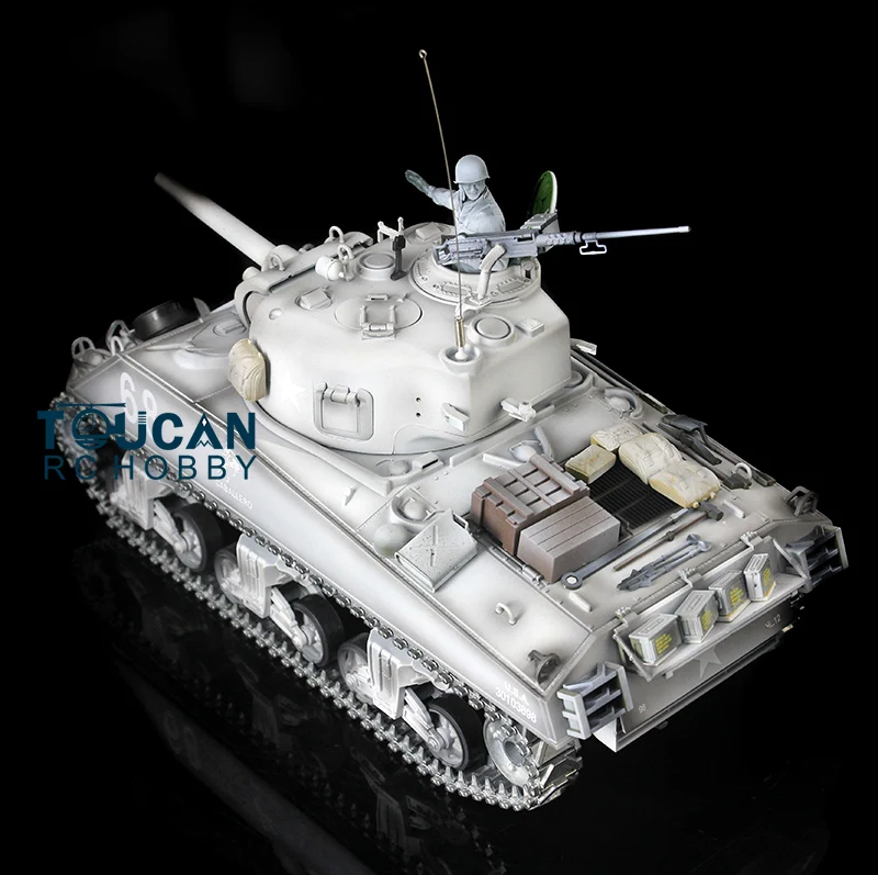 2.4G Henglong 1/16 Scale M4A3 Sherman Short Barrel RTR RC Tank 3898 With Metal Tracks 1800mah Tank Battery 7.0 Upgraded Ver 6