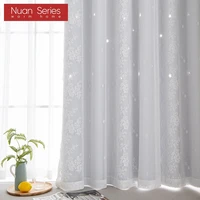 1PC Nuan Series Double Layer White Lace Tulle Curtain Blackout Drapes for Bay Window Bedroom Kids Room 1